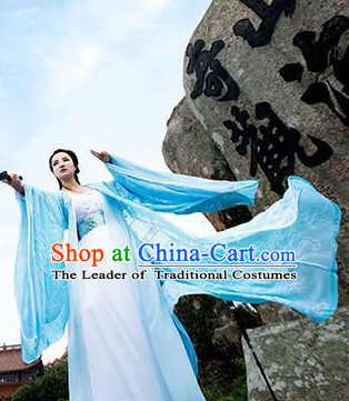 Chinese Traditional Ancient Blue Fairy Costumes for Women