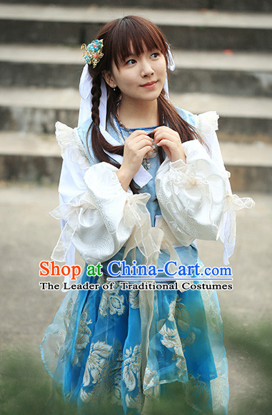 Chinese Ancient Han Fu Fairy Clothing Robes Tunics Accessories Traditional China Clothes Adults Kids