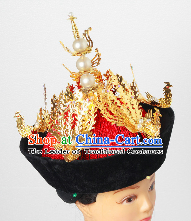Handmade Qing Dynasty Chinese Empress Queen Imperial Phoenix Hat for Women