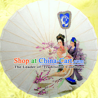 White Asian Dance Umbrella China Handmade Traditional Umbrellas Stage Performance Umbrella Dance Props