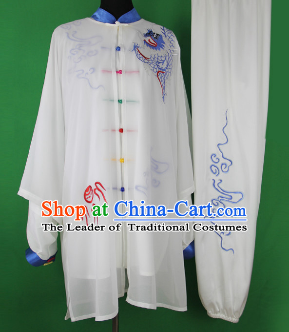 White Dragon Chinese Kung Fu Tai Chi Wushu Shaolin Uniform Wudang Uniforms Wu Shu Nanquan Kungfu Changquan Costume Uniform Martial Arts Tai Chi Taiji Uniforms