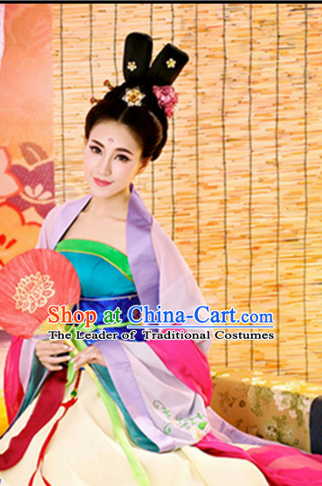 Ancient Chinese Clothing Imperial Dresses National Costume and Hairpins Complete Set for Women