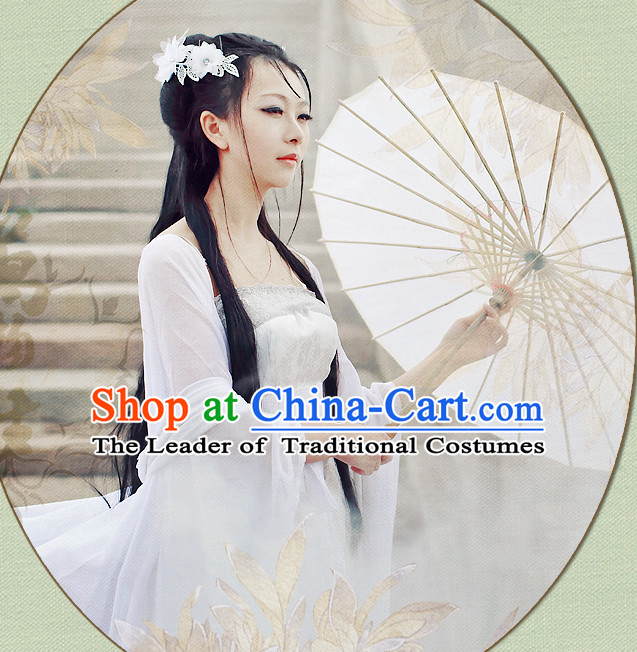 Chinese White Hanfu Fairy Robe Clothing Handmade Bjd Dress Opera Costume Drama Costumes Complete Set
