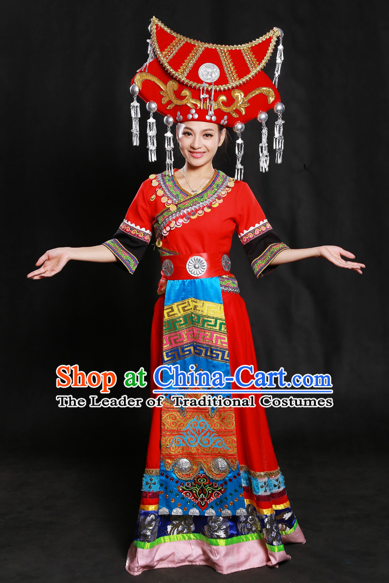 Zhuang Minority Women Dresses Ethnic Clothing Minority Dance Costume Minority Dress