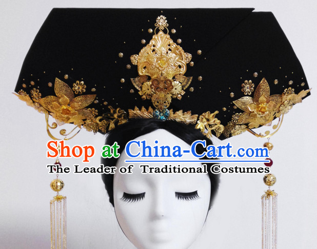 Chinese Traditional Qing Empress Headwear Princess Headdress Imperial Hairpiece Palace Hair Ornaments Royal Head Pieces Set