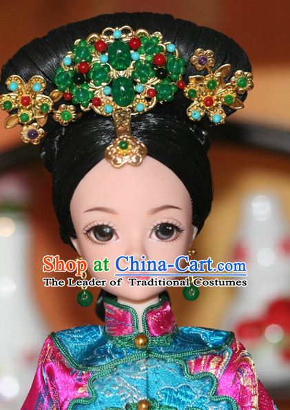 Traditional Chinese Qing Empress Headpiece Princess Headdress Palace Hair Decorations Royal Hair Sticks Head Gear Hair Decoration Set