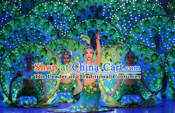 Traditional Chinese Yangge, Fan Dancing Wholesale Costume, Folk Dance Yangko Costume Peacock Dancewear for Women