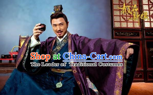Traditional Chinese Costume Chinese Ancient Royal Nobility Old Men Dress, Ming Dynasty Prince Robe Costume for Men