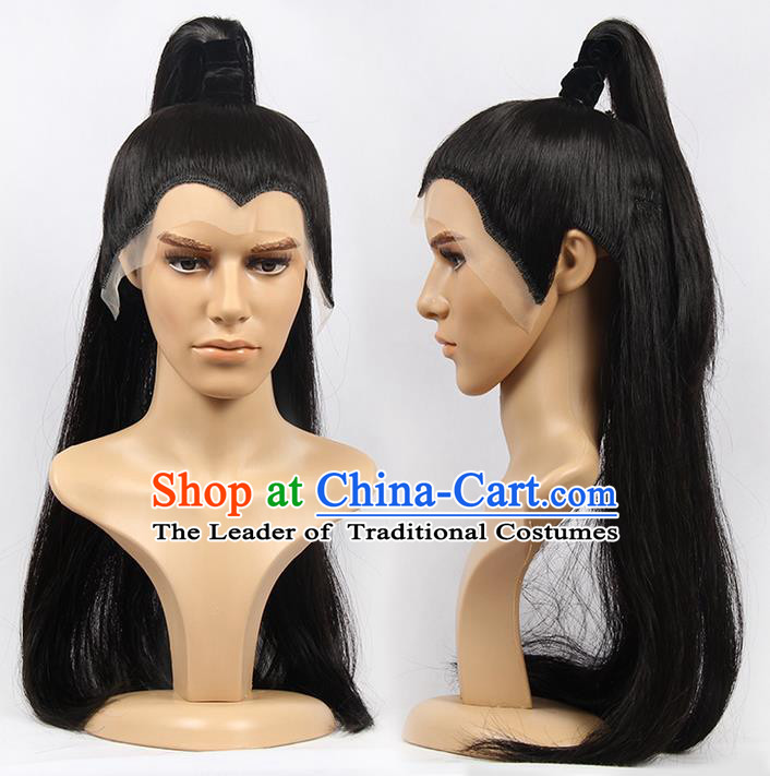 Chinese Ancient Swordsman Long Wig Set