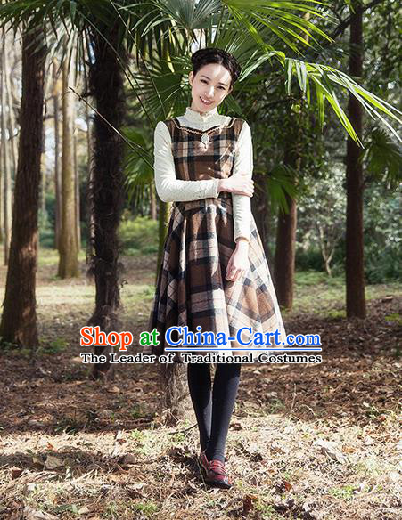 Traditional Classic Women Clothing, Traditional Classic Woolen One-piece Dress, British Restoring Ancient Vest Wool Long Skirt for Women