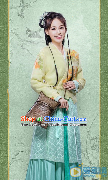 Traditional Chinese Ancient Heroine Fairy Costumes, Ancient Chinese Cosplay Swordswomen Knight Costume and Hair Accessories Complete Set for Women