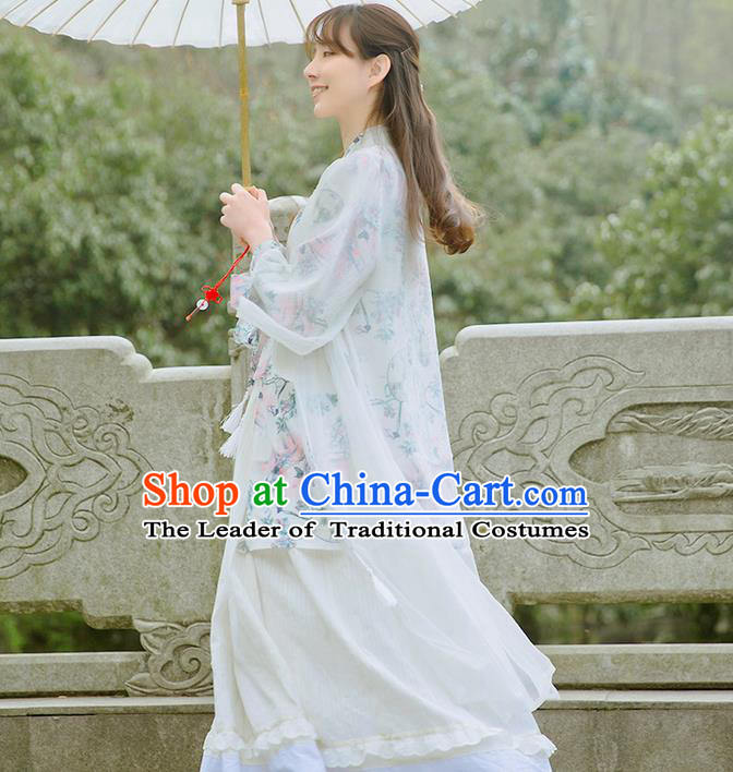 Traditional Classic Chinese Elegant Women Costume Hanfu Smock, Restoring Ancient Han Dynasty Shadow Long Cardigan for Women