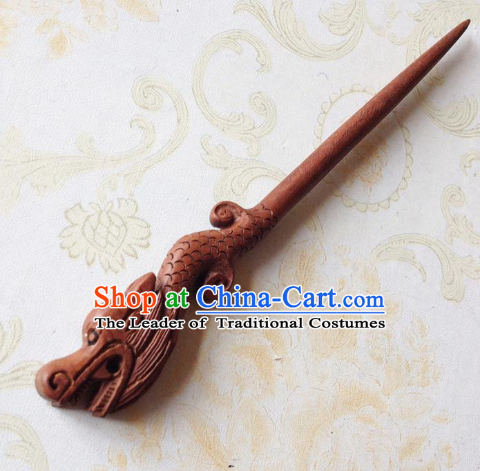 Traditional Chinese Wudang Taoist Supplies Hair Accessories Tai Chi Dragon Head Hairpin Peach Hairpin for Men
