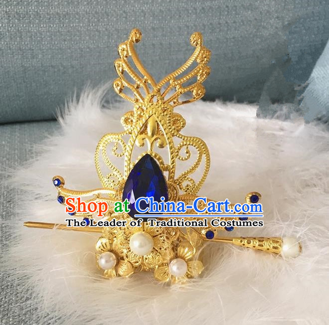 Traditional Chinese Ancient Jewelry Accessories, Ancient Chinese Imperial Princess Hairpin, Prince Beam Hair Crown Hair Tuinga for Women for Men