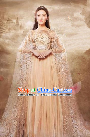 Traditional Chinese Ancient Princess Costumes, Chinese Teleplay Ten great III of peach blossom Role Han Dynasty Imperial Princess Wedding Bride Embroidery Clothes Complete Set for Women