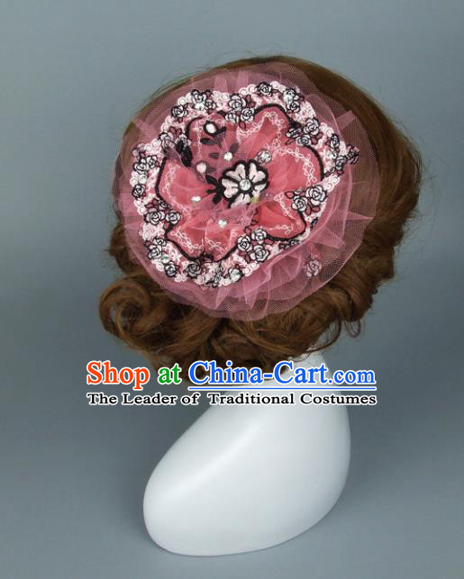 Top Grade Handmade Wedding Hair Accessories Veil Top Hat, Baroque Style Bride Headwear for Women