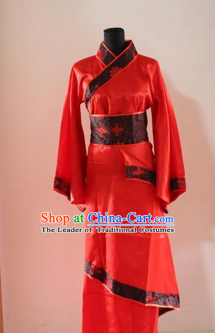 Traditional Ancient Chinese Princess Wedding Costume, Asian Chinese Han Dynasty Palace Lady Bride Red Dress Clothing for Women