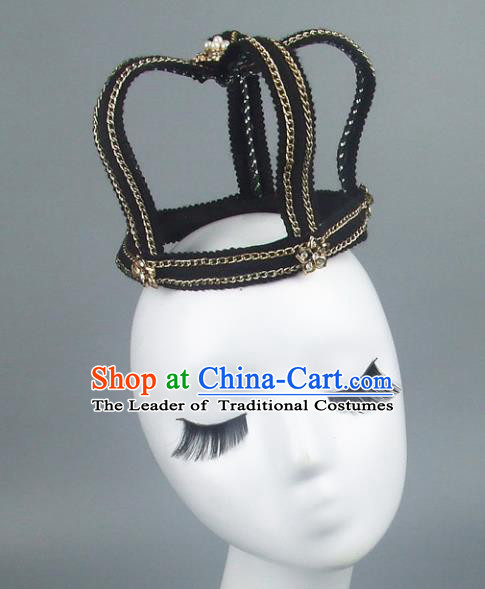 Handmade Halloween Royal Crown Hair Accessories Model Show Headdress, Halloween Ceremonial Occasions Miami Deluxe Exaggerate Fancy Ball Headwear