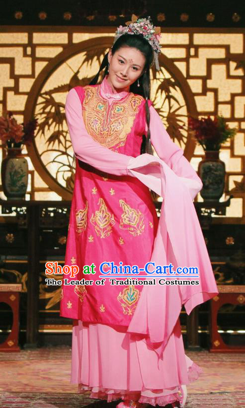 Traditional Chinese Qing Dynasty Imperial Concubine Dance Costume, Asian China Ancient Palace Lady Water Sleeve Embroidered Clothing