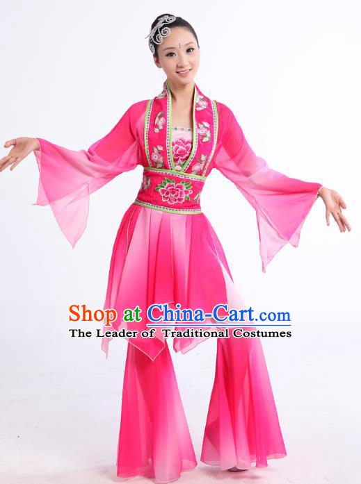 Traditional Chinese Yangge Fan Dance Dance Costume, Folk Dance Uniform Classical Dance Embroidery Clothing for Women