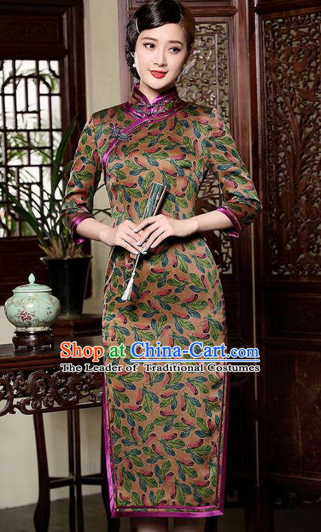 Traditional Chinese National Costume Qipao Watered Gauze Dress, Top Grade Tang Suit Stand Collar Cheongsam for Women