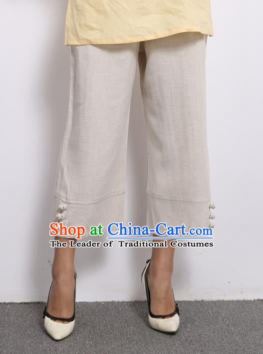 Traditional Chinese National Costume Loose Pants, Elegant Hanfu Linen Wide leg Pants, China Tang Suit Ultra-wide-leg Trousers for Women