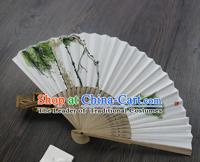Traditional Chinese Printing Folding Fans, China Handmade Hanfu Paper Fan for Women