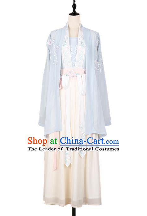 Asian China Song Dynasty Princess Embroidered Costume Complete Set, Traditional Ancient Chinese Palace Lady Embroidery Clothing for Women