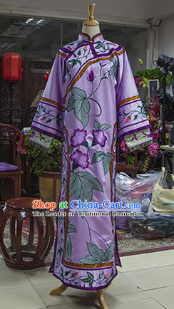 Traditional Ancient Chinese Imperial Consort Costume, Chinese Qing Dynasty Manchu Lady Purple Dress Clothing for Women