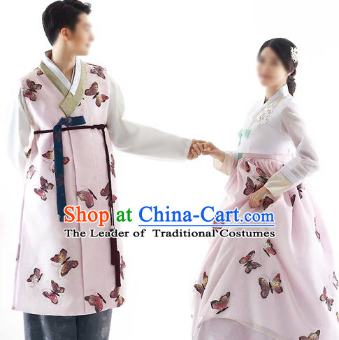 Traditional Korean Costumes Bride and Bridegroom Formal Attire Ceremonial Clothes, Korea Hanbok Court Embroidered Clothing for Women for Men