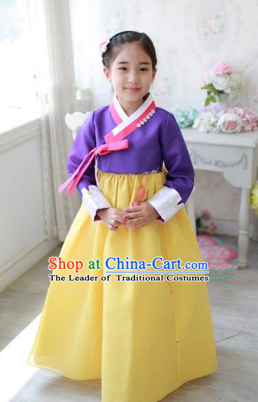Traditional Korean Handmade Formal Occasions Embroidered Baby Brithday Hanbok Yellow Dress Clothing for Girls