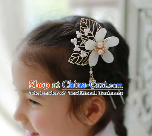 Traditional Korean National Hair Accessories Wedding Princess Flower Tassel Hairpins, Asian Korean Fashion Hanbok Hair Stick Headwear for Girls