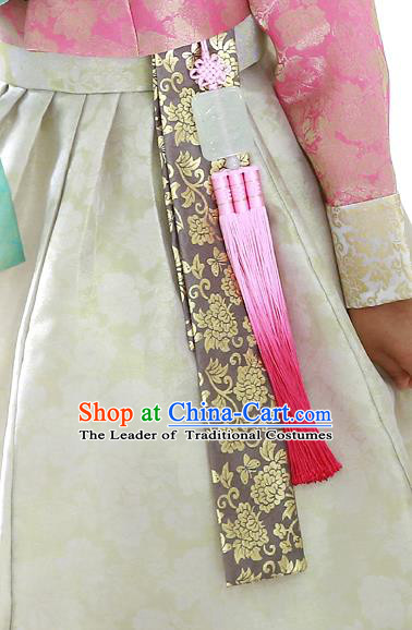 Traditional Korean Accessories Jade Waist Pendant, Asian Korean Fashion Wedding Pink Tassel Waist Decorations for Women