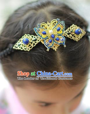 Korean National Hair Accessories Butterfly Hair Clasp, Asian Korean Hanbok Fashion Headwear Headband for Kids