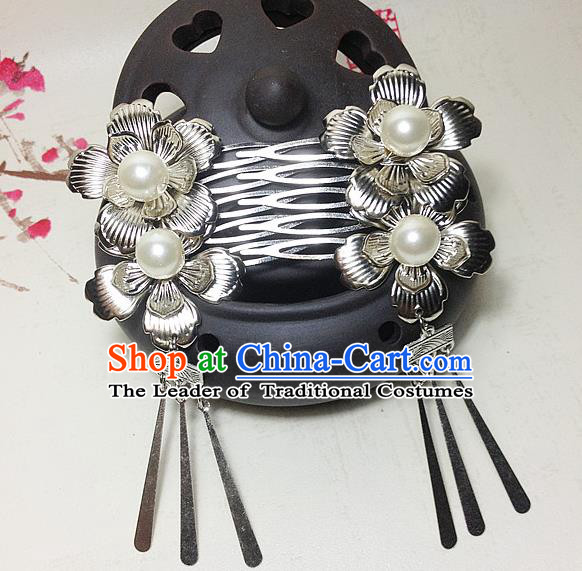 Traditional Chinese Ancient Classical Hair Accessories Hanfu Hair Comb Tassel Step Shake Bride Hairpins for Women