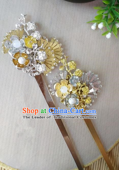 Traditional Chinese Ancient Classical Hair Accessories Hanfu Wintersweet Hair Stick Step Shake Hairpins for Women