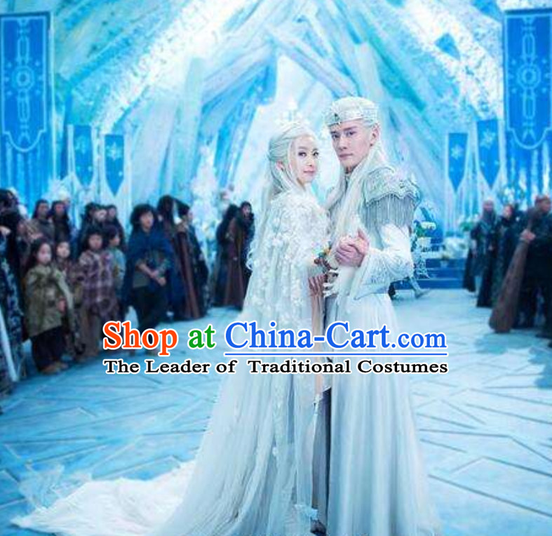 Ice Fantasy Wedding Dresses Hanfu Style Costumes Complete Set for Men and Women