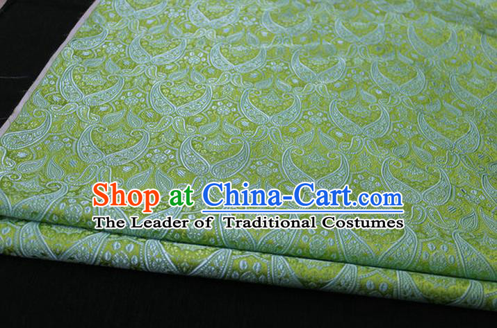 Chinese Traditional Royal Palace Pattern Mongolian Robe Green Brocade Cheongsam Fabric, Chinese Ancient Costume Drapery Hanfu Tang Suit Material