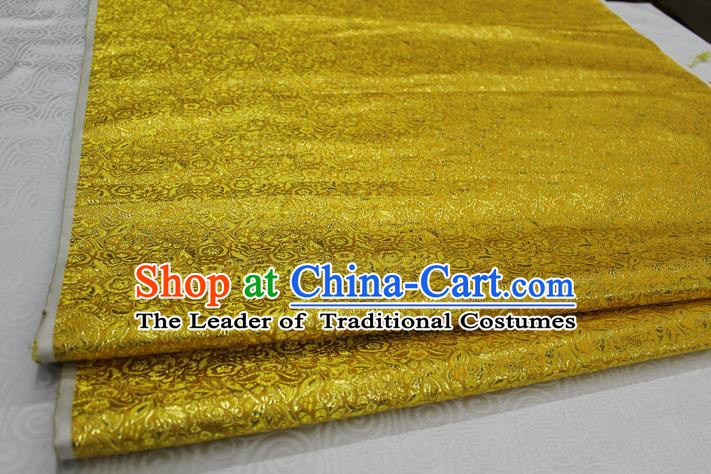 Chinese Traditional Royal Palace Pattern Cheongsam Golden Brocade Fabric, Chinese Ancient Costume Satin Hanfu Material