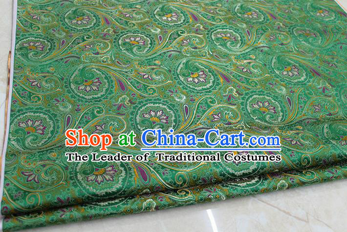 Chinese Traditional Ancient Costume Palace Pteris Pattern Mongolian Robe Green Brocade Tang Suit Fabric Hanfu Material