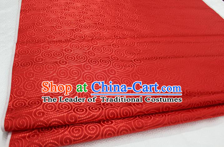 Chinese Traditional Palace Auspicious Clouds Pattern Tang Suit Mongolian Robe Red Brocade Fabric, Chinese Ancient Costume Hanfu Material