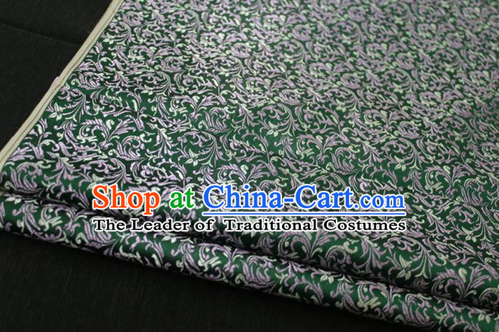 Chinese Traditional Palace Pattern Tang Suit Cheongsam Green Brocade Fabric, Chinese Ancient Costume Hanfu Satin Material