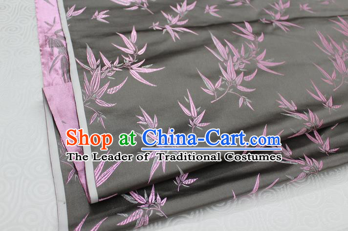 Chinese Traditional Palace Bamboo Pattern Tang Suit Cheongsam Grey Brocade Fabric, Chinese Ancient Costume Hanfu Material