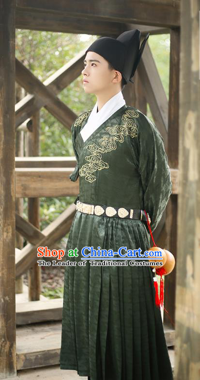 Traditional Chinese Ming Dynasty Swordsmen Clothing Ancient Imperial Bodyguard Hanfu Embroidered Costume for Men