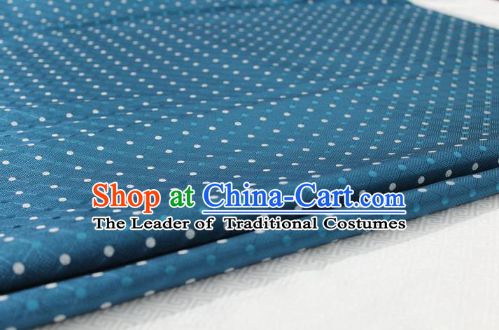 Chinese Traditional Ancient Costume Palace Pattern Mongolian Robe Cheongsam Peacock Blue Brocade Tang Suit Fabric Hanfu Material