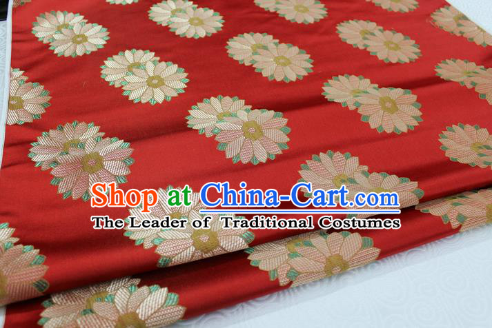 Chinese Traditional Ancient Costume Palace Flower Pattern Xiuhe Suit Cheongsam Red Brocade Cheongsam Satin Fabric Hanfu Material