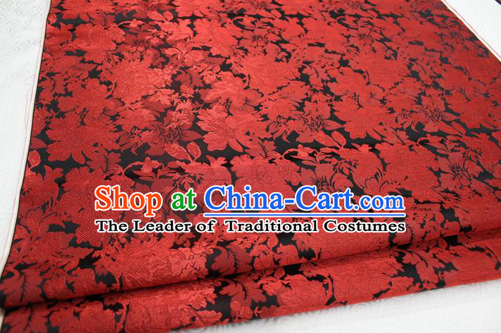 Chinese Traditional Ancient Costume Palace Red Flower Pattern Xiuhe Suit Brocade Cheongsam Satin Mongolian Robe Fabric Hanfu Material