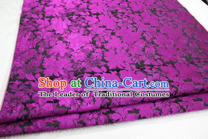 Chinese Traditional Ancient Costume Palace Purple Flower Pattern Xiuhe Suit Brocade Cheongsam Satin Mongolian Robe Fabric Hanfu Material