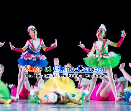 Traditional Chinese Classic Stage Performance Dance Costume, Chinese Ballet Dance Dress Clothing for Kids