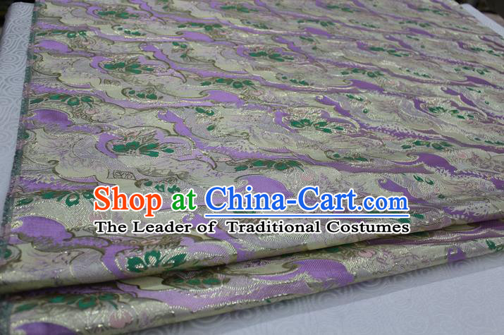 Chinese Traditional Ancient Costume Palace Pattern Kimono Cheongsam Purple Brocade Tang Suit Satin Fabric Hanfu Material